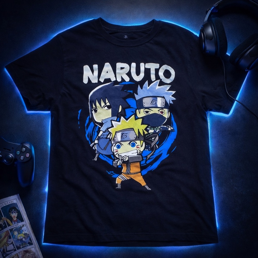 Naruto Shippuden Graphic T-Shirt Youth Black Anime Ripple Junction Kids Size L